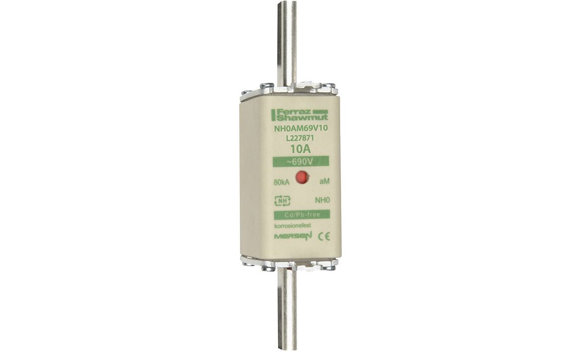 L227871 - NH fuse-link aM, 690VAC, size 0, 10A double indicator/live tags
